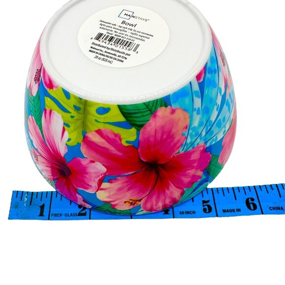 Mainstays Floral 28 Oz Bowls Set Of 4 Tropical Design Dishwasher Safe 6" Round - Picture 6 of 6